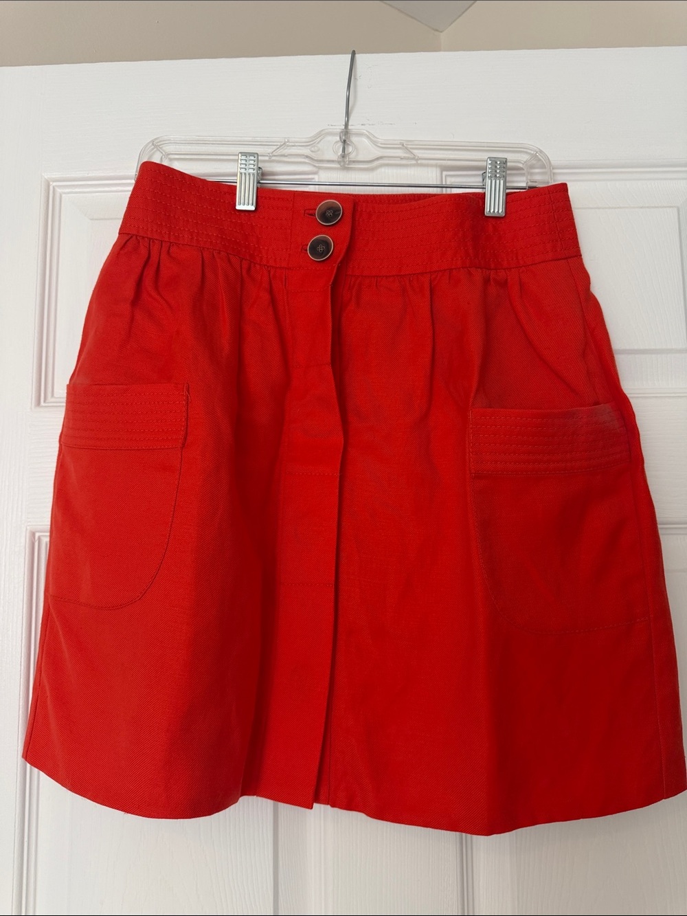 J. Crew Red Utility Pocket Skirt with Double Button Waist
